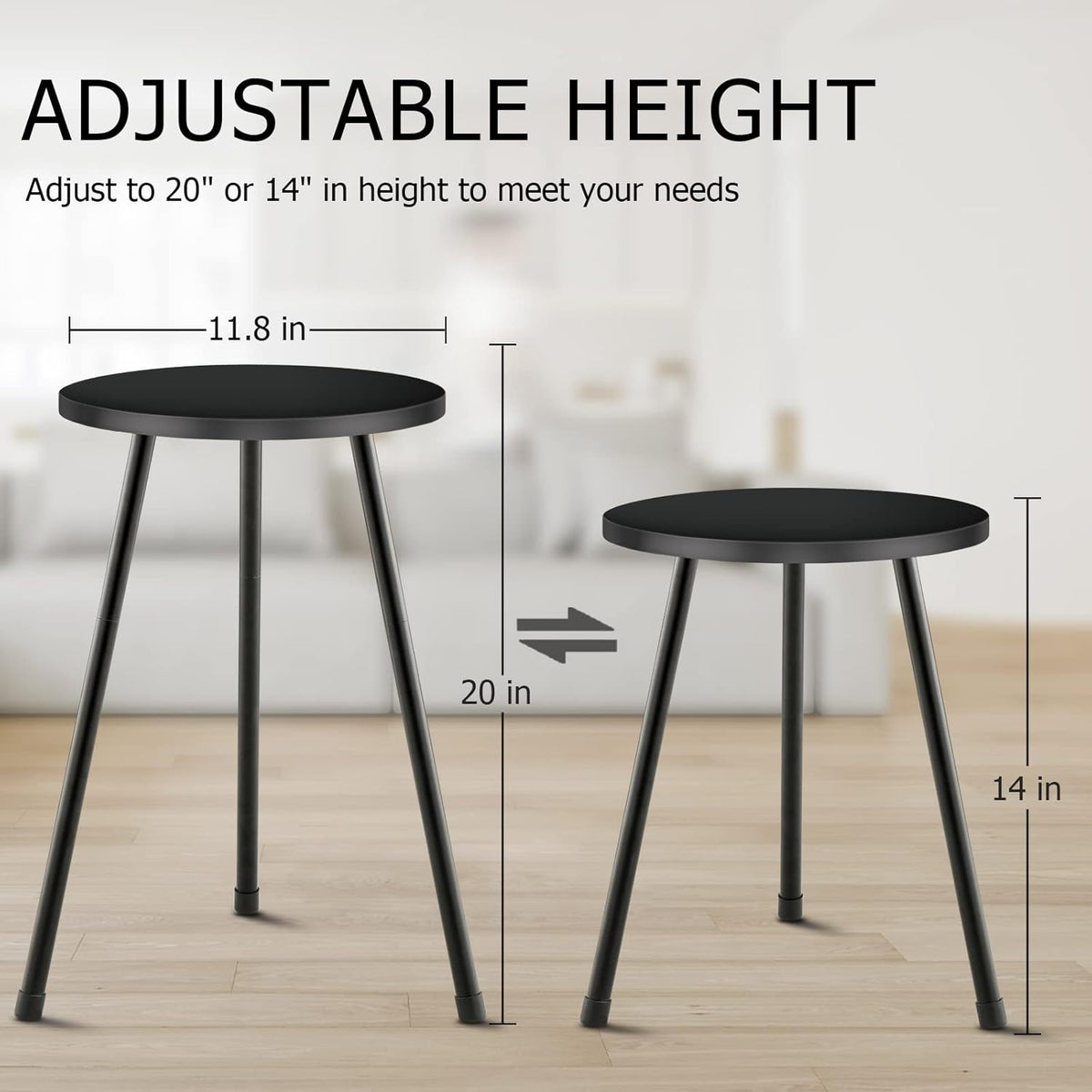 Tall Plant Stand, Mid Century Wood Indoor Plant Stand Black Plant Table for Flower Pots, Metal