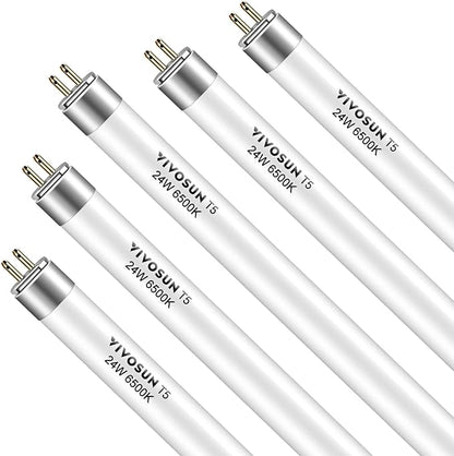 VIVOSUN T5 Grow Light Bulbs 2 Ft 22 Inches, 24W 6500K HO Fluorescent Tubes Light Bulbs, Cool White