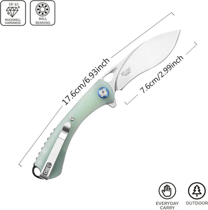 Sitivien ST147 Folding Pocket Knife,14C28N Steel Blade with G10 Handle Utility Knife EDC Tool Knife