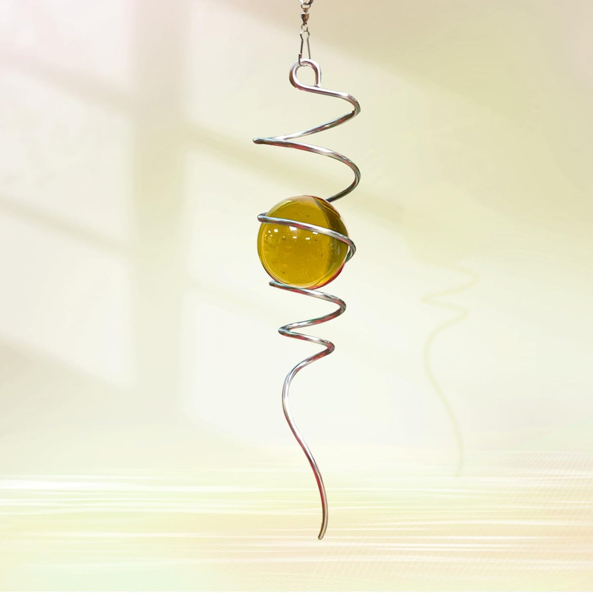Gazing Ball Spiral Tail with Gold Glass Orb - Wind Spinners Stabilizer for Wind Spinner, Decorative
