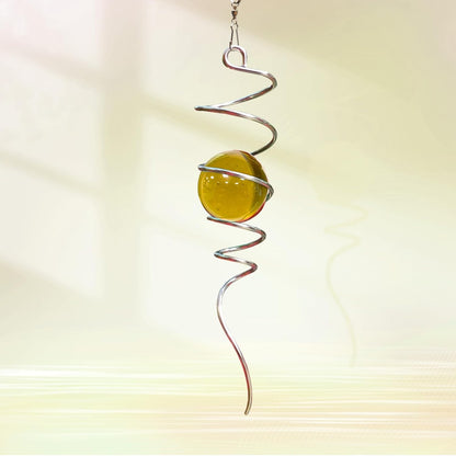Gazing Ball Spiral Tail with Gold Glass Orb - Wind Spinners Stabilizer for Wind Spinner, Decorative