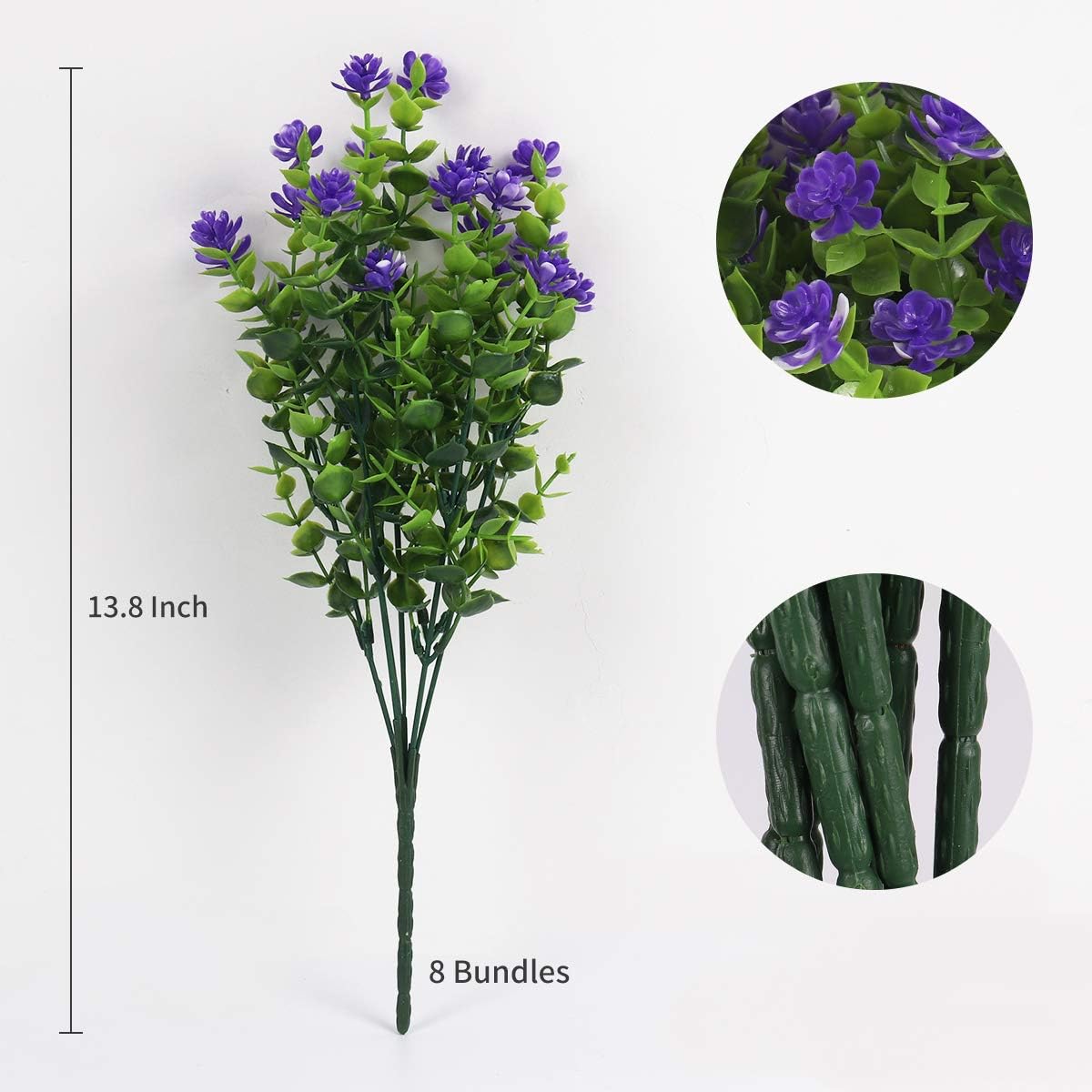 RECUTMS Artificial Flowers Outdoor Plastic 8 Branches Faux Plastic Corn-Flower Greenery Shrubs