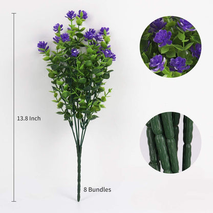 RECUTMS Artificial Flowers Outdoor Plastic 8 Branches Faux Plastic Corn-Flower Greenery Shrubs