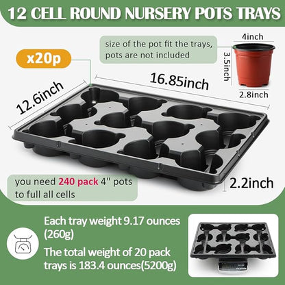 12 Cell Round Nursery Pot Trays Thickened Durable Seedling Pots Shuttle Carrying Trays for Holding