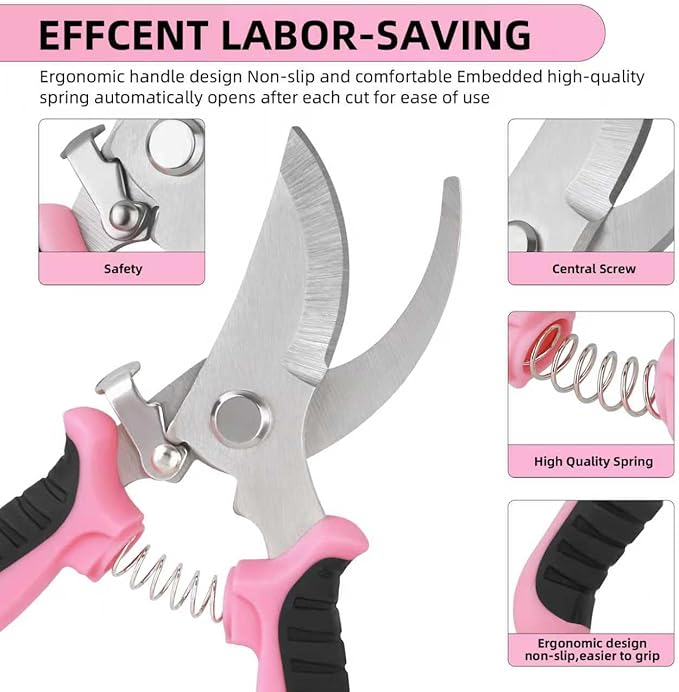 Pruning Shears Garden Scissors Tools: 4pcs Stainless Steel Gardening Clippers for Tree Pole, Hedge