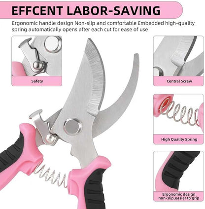 Pruning Shears Garden Scissors Tools: 4pcs Stainless Steel Gardening Clippers for Tree Pole, Hedge