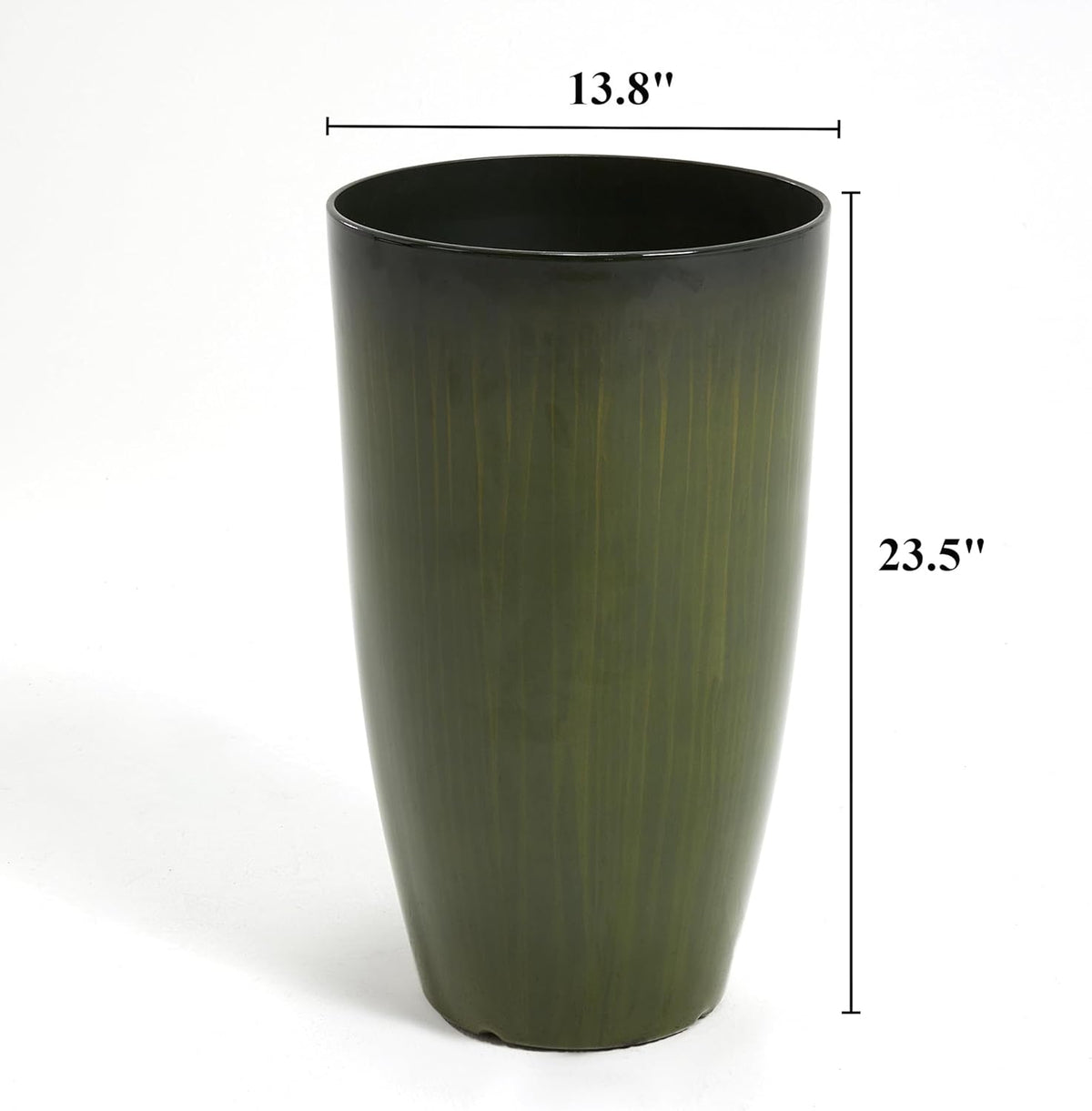 Worth Garden 23.5" H. Large Plastic Planters - Set of 2 Gradient Green Glossy Smooth Finish - Tall