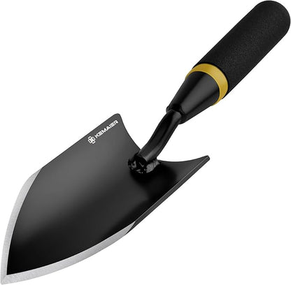 Heavy Duty Gardening Hand Trowel - Carbon Steel Garden Trowel with Rubberized Handle, Ideal for