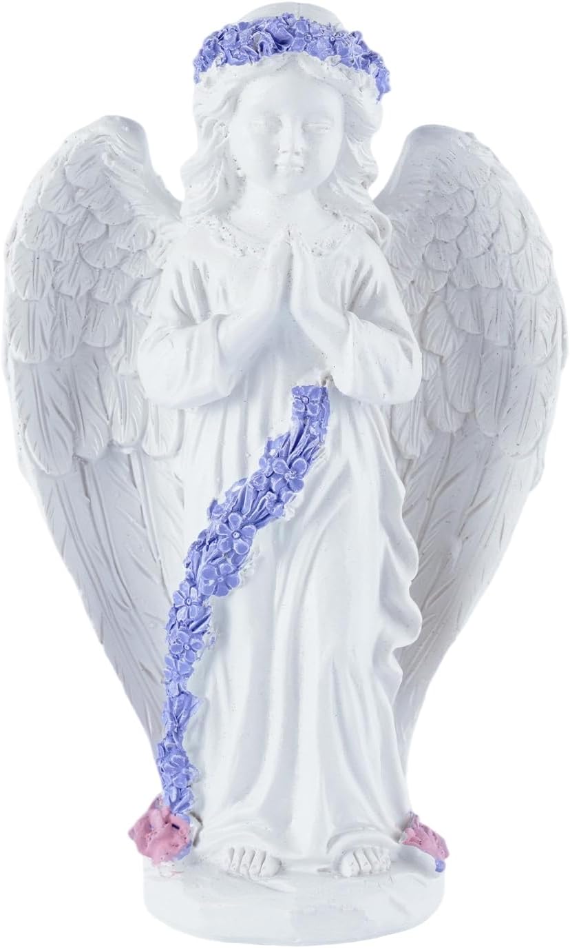 Lavender Praying Angel Statues, Handmade Resin Craft Home Decor, Indoor & Outdoor Winged Angel