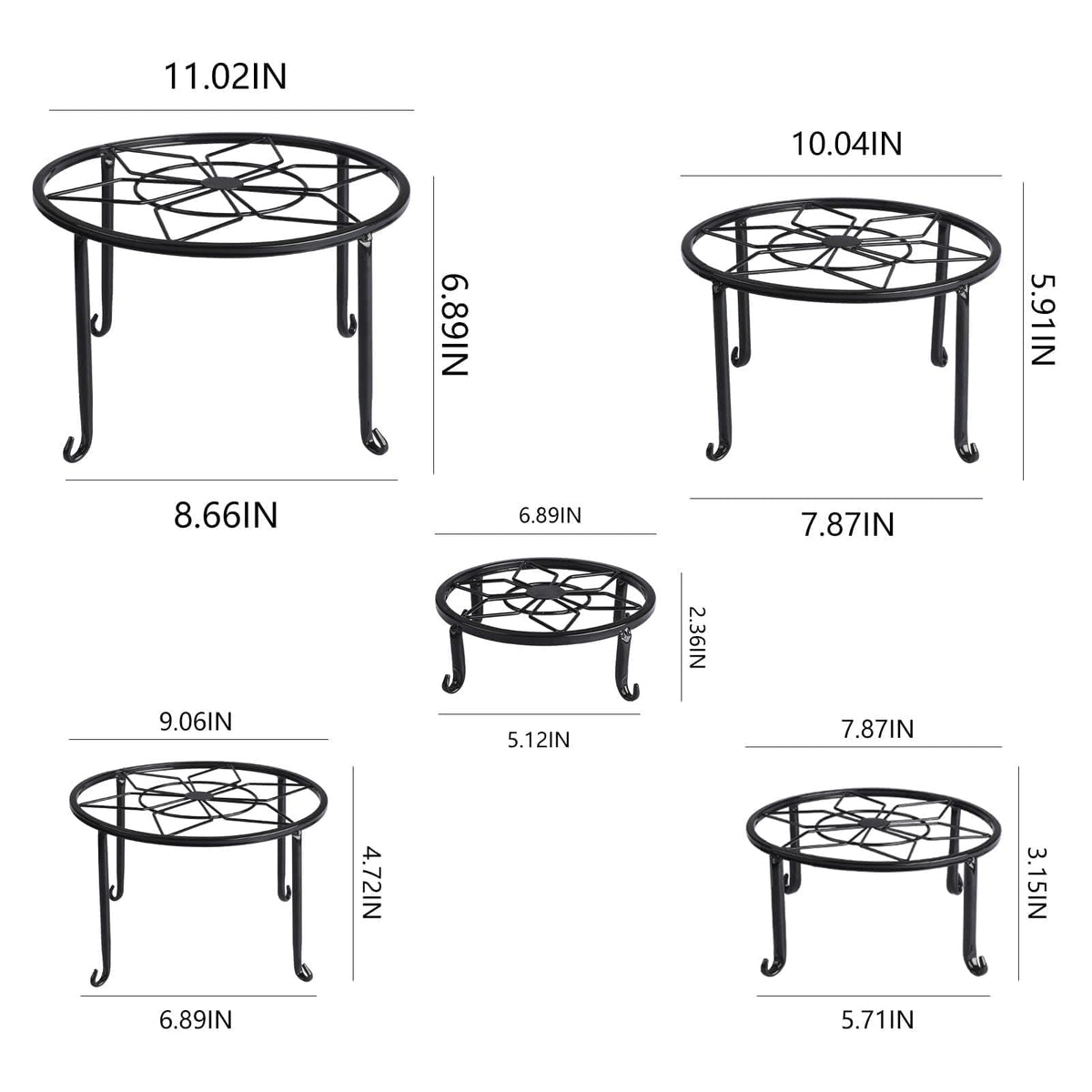 Autopromake 5 Pack Metal Plant Stands,Heavy Duty Potted Holder for Flower Pot,Indoor Outdoor Metal