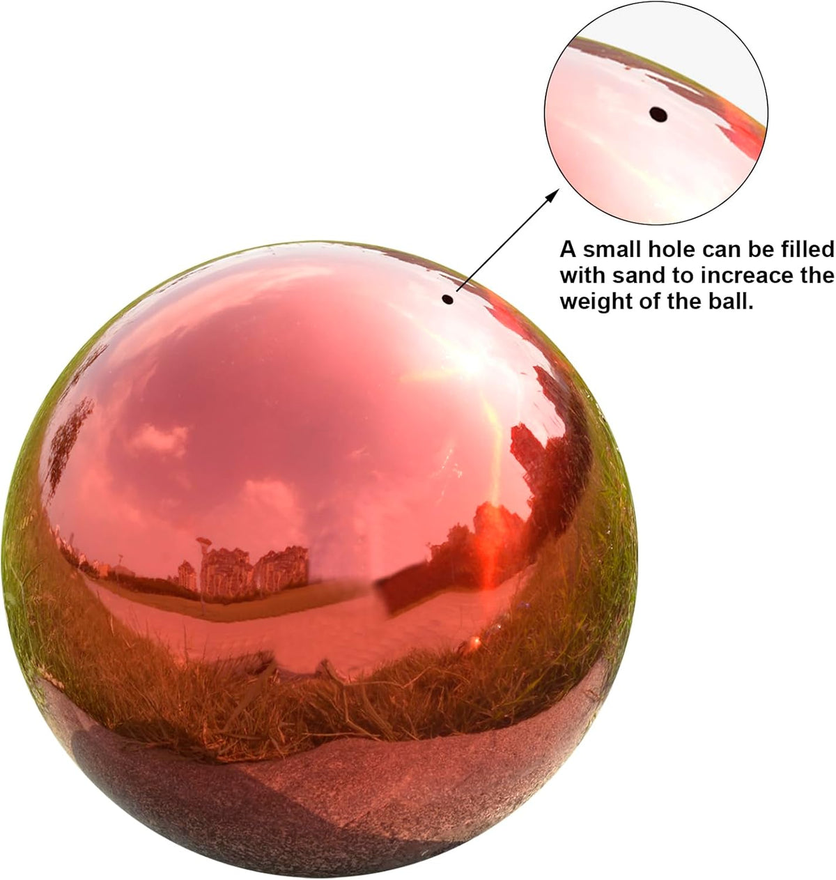 Nerien 8 Inch Gazing Ball, Stainless Steel Garden Mirror Globe, Polished Ornament Sphere, Hollow