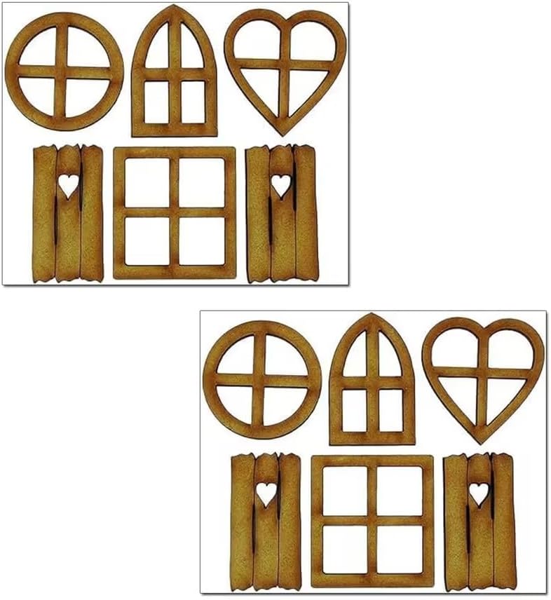 12Pcs Brown Wooden Fairy Garden Door,Blank Doors Fairy House Door and Windows Ornaments Tree
