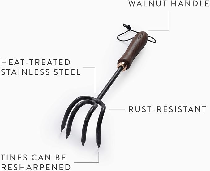 Barebones Cultivator - Weed Remover Tool - Garden Rake and Weeding Tool for Yard Work - Stainless