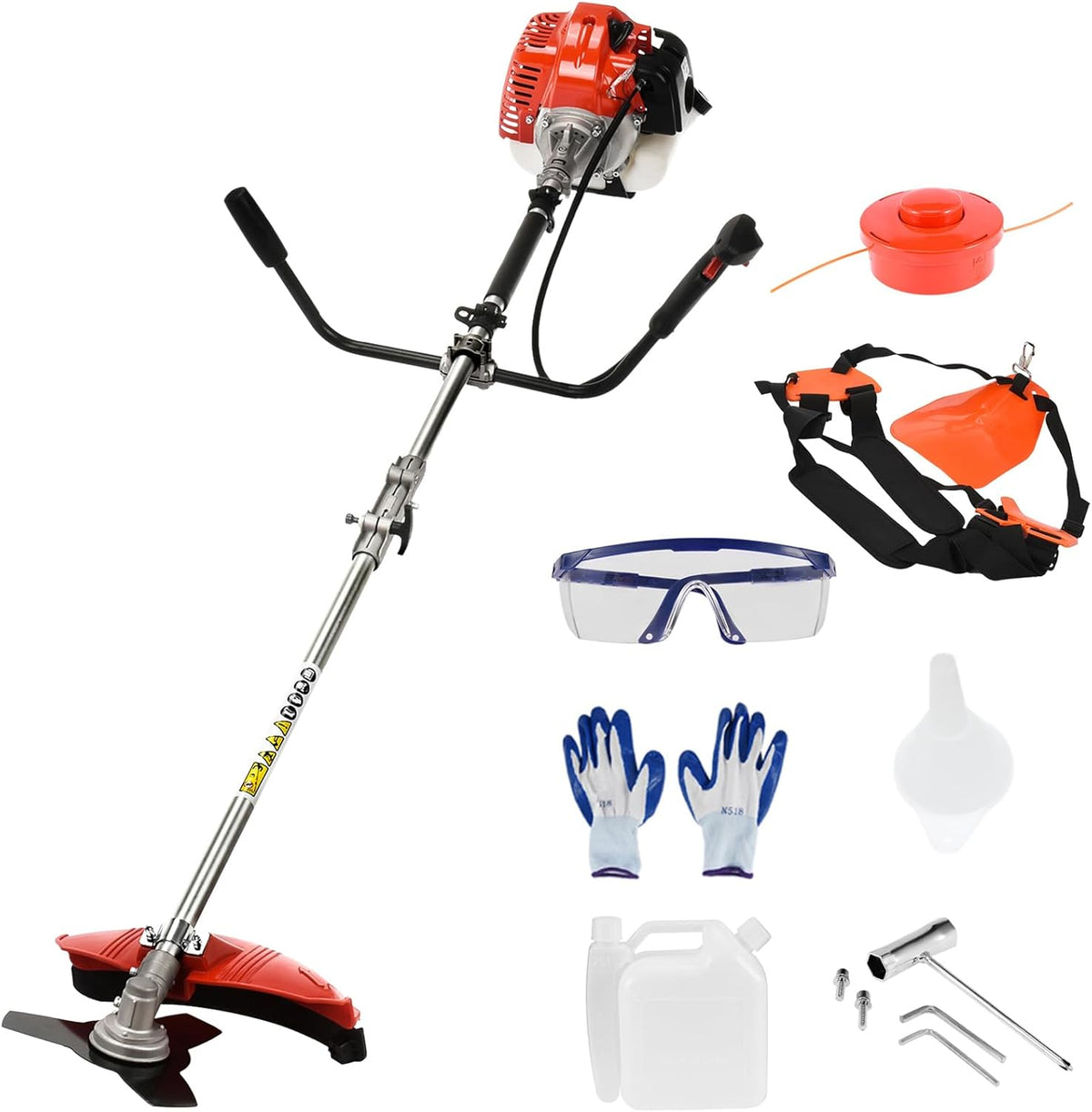 Gas Weed Wacker Cordless 2 in 1 String Trimmer, 52cc 2 Cycle Weed Eater with Anti-Slip Handle Brush