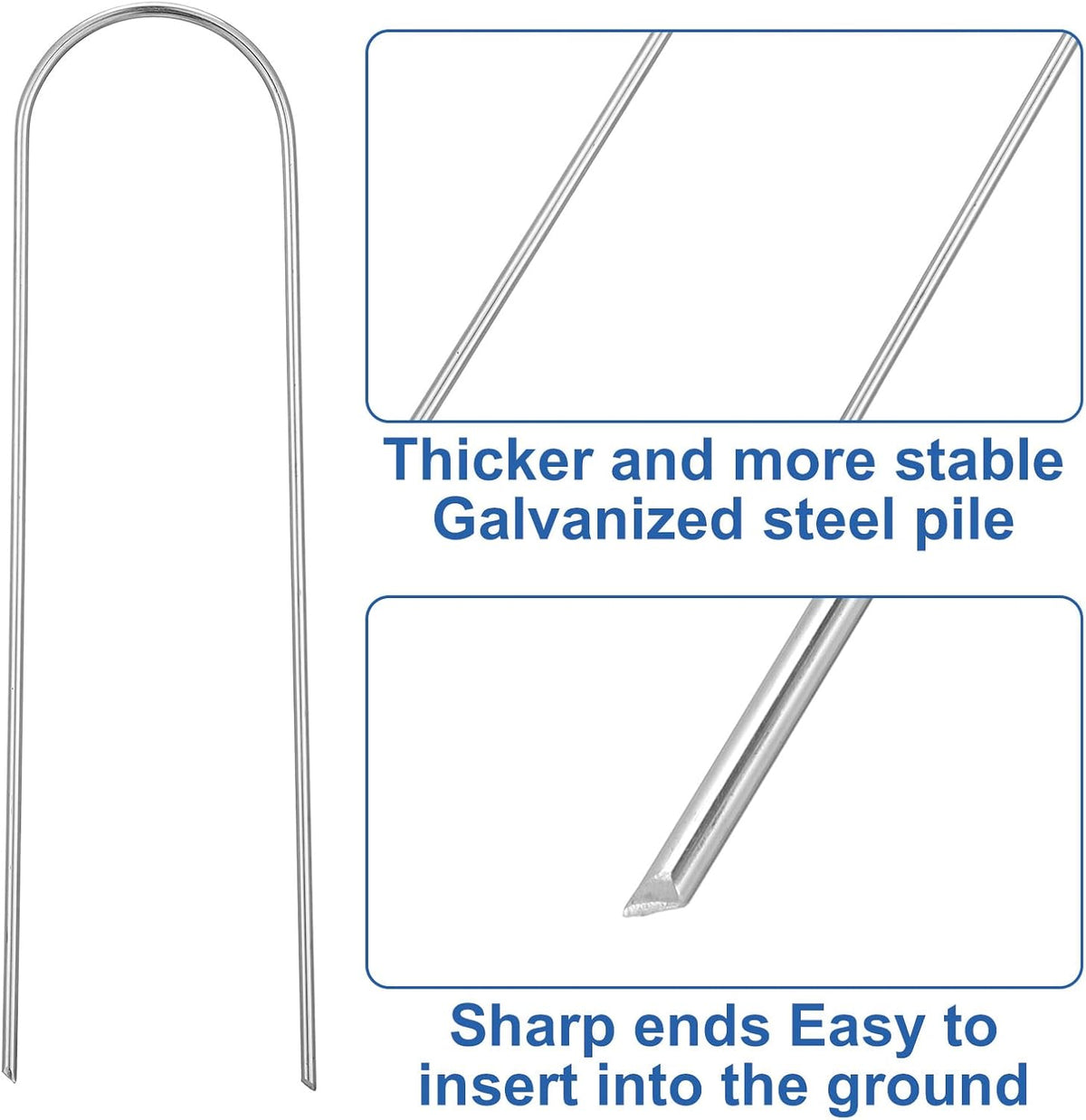 150 Pack U Shape Drip Irrigation Stakes, Heavy-Duty Garden Staples 6 Inch Galvanized Rust-Resistant
