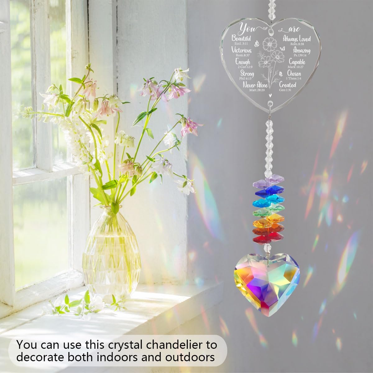 Christian Gifts for Women Birthday, Bible Verse Crystal Suncatcher Inspirational Gifts for Friends