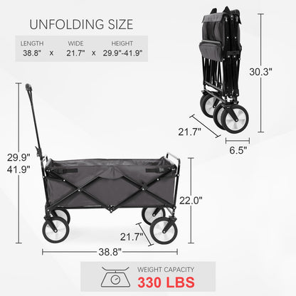 Collapsible Wagon Folding Wagon Garden Cart with Large Capacity, Portable Utility Wagon Cart Heavy