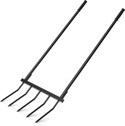 Broadfork Garden Tool Heavy Duty, 5 Tines Broad Fork for Gardening, U-Shaped Garden Fork for
