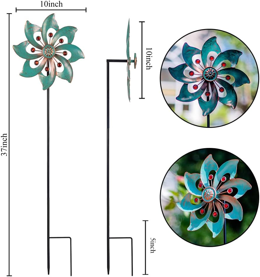 VEWOGARDEN 2PCS Garden Wind Spinners Metal Outdoor Wind Spinner Waterproof Wind Sculptures &