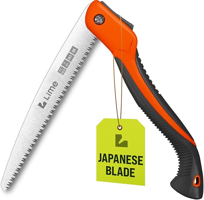 GROWIT Folding Camping saw 11 Inch - Heavy Duty Pruning Saw with Triple-Cut SK5 Blade, 7 TPI Razor