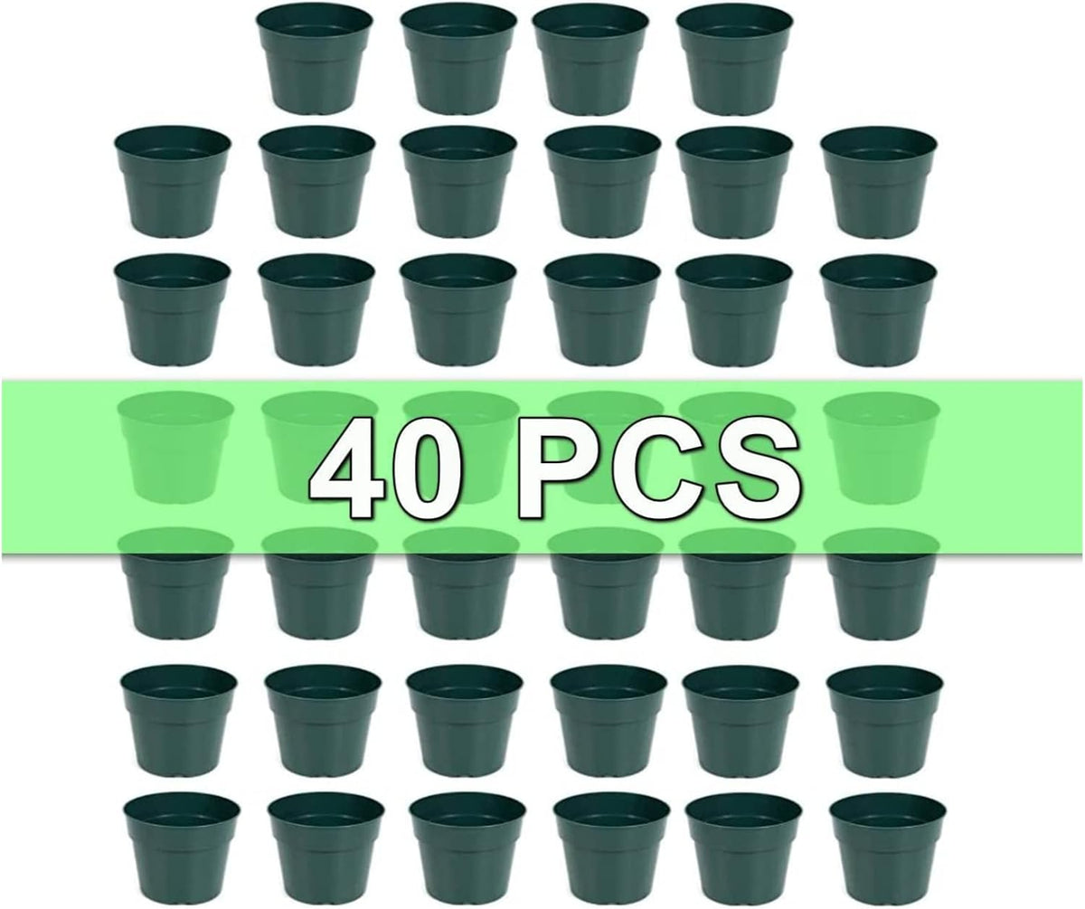 40 Pack 4 Inch Plastic Nursery Pots with Mesh Pad, Thick Sturdy Plastic Plant Pots with Drainage