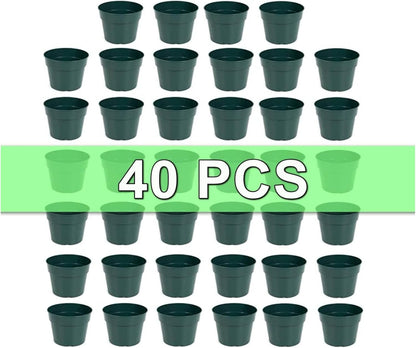 40 Pack 4 Inch Plastic Nursery Pots with Mesh Pad, Thick Sturdy Plastic Plant Pots with Drainage