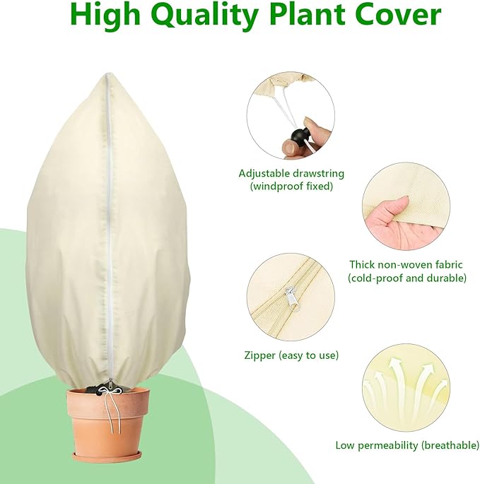 Plant Covers Freeze Protection, 4 Pack Round Frost Blankets for Outdoor Plants (32"x48") – Winter
