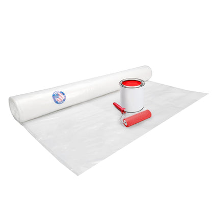Plastic Sheeting 4 mil, 12' x 50' (600 sq. ft.) - Semi-Clear LDPE Film Roll - Plastic Covers for
