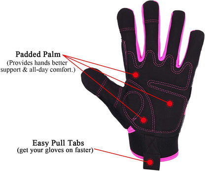 HANDLANDY Women Safety Work Gloves Utility Touch Screen Working Grip Glove for Yardwork Gardening