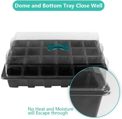 240 Cells -24 Grow Trays with Humidity Dome and Cell Insert - Mini Propagator for Seed Starting and