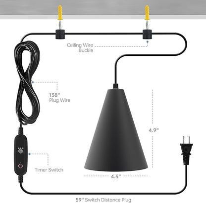 Bstrip Hanging Grow Lights, Full Spectrum Hanging Plant Lights for Indoor Plants, 25W Black Grow