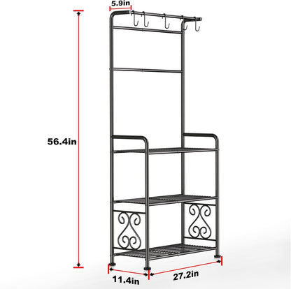 Plant Stand Indoor Outdoor Heavy Duty Metal - 56.4" Tall 3-Tier Shelf for Multiple Plants, Flowers