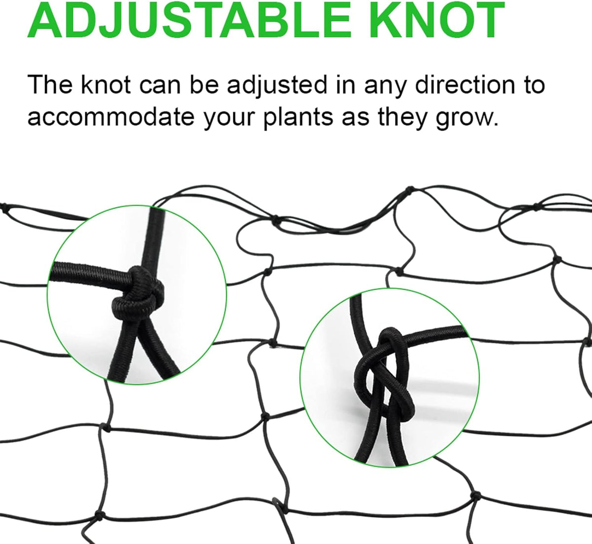 2 Pack Grow Tent Net Trellis Netting 4x4Ft Elastic Trellis Netting Includes 8 Iron Hooks Flexible