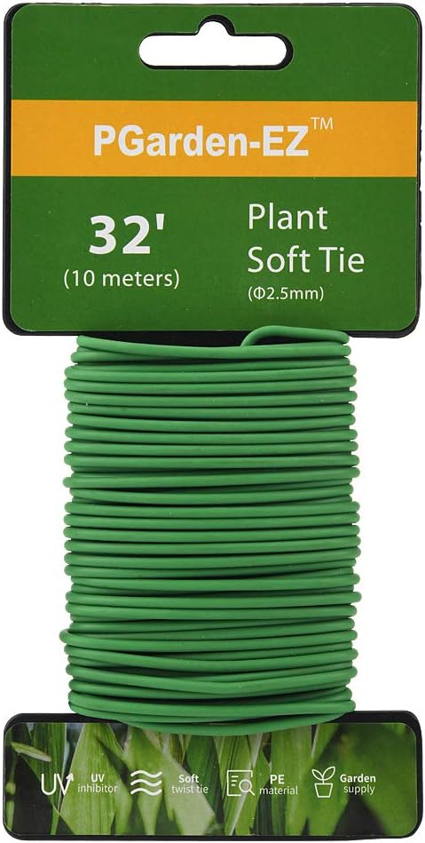 Plant Ties - 32.8ft Soft Twist Ties Green TPR Garden Ties Supply, for Supporting Plants Tomatoes