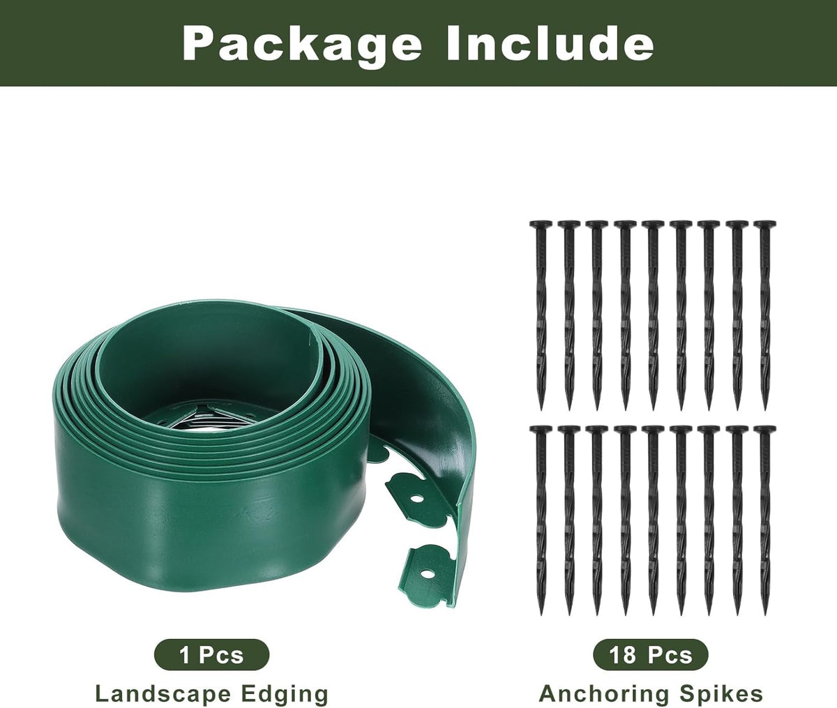 uxcell Landscape Edging, 1Pcs 20FT x 3.94" - No Dig Garden Edging Kit with 18 Stakes, Landscape