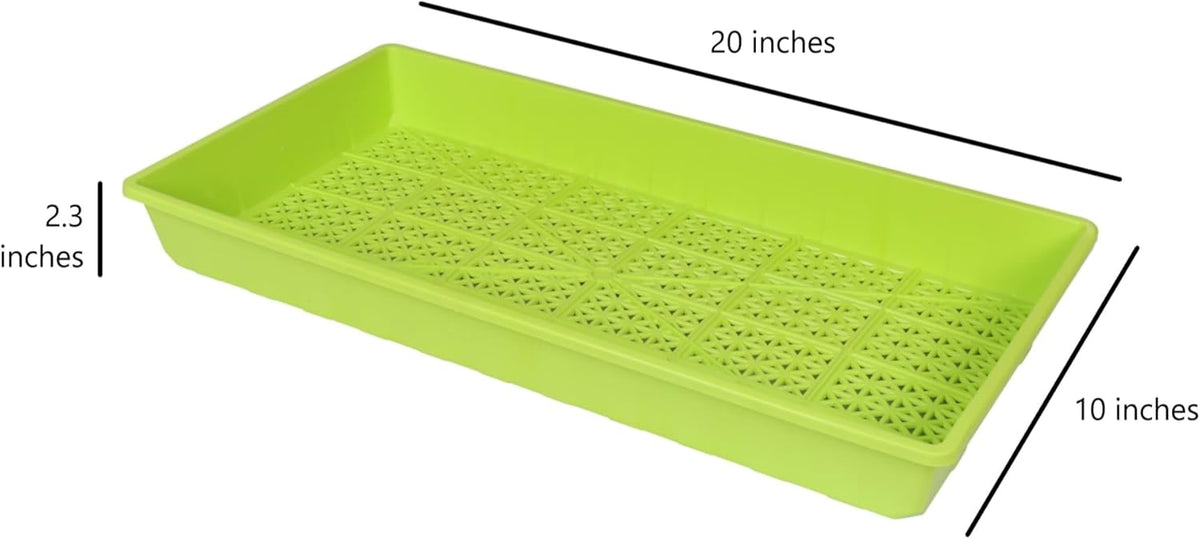 SUNPACK 10" x 20" Heavy Duty Mesh Plastic Seed Starting Tray, Lime Green, 2.3" (Pack of 10)