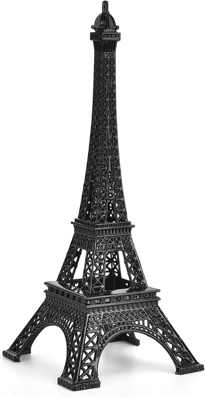 ESHATO Black Metal Eiffel Tower Statue, 10inch Decorative Figurine Replica Stand Holder for Cake