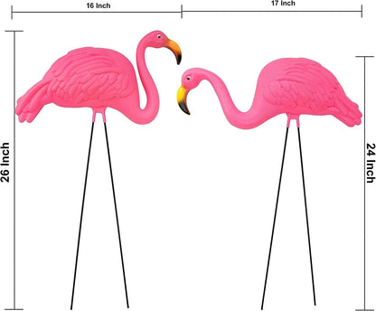 GIFTEXPRESS 8‑Piece Halloween Yard Decorations – 4 Posable 16 inch Skeletons + 4 Pink Flamingo Lawn