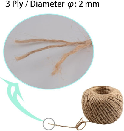 328 Feet Natural Jute Twine 3 Ply Gift Wrapping String DIY Rope Garden Twine Cord for Arts Crafts