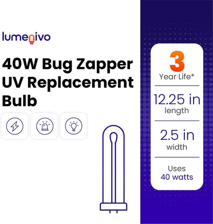lumenivo 40 Watt Bug Zapper Bulb Replacement for Stinger B4045-4 UVB45 UV Blacklight Replacement