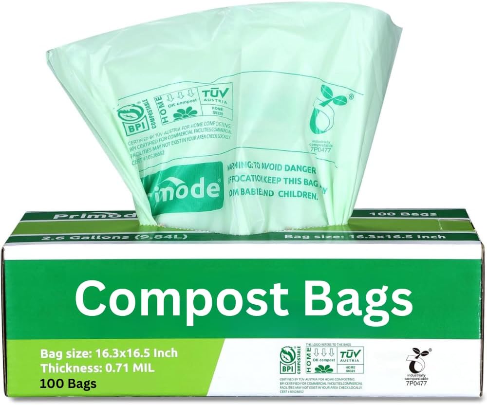 Compost Bags, Compostable Trash Bags 2.6 Gallon Compostable Bags 100 Count Small Compost Bags for