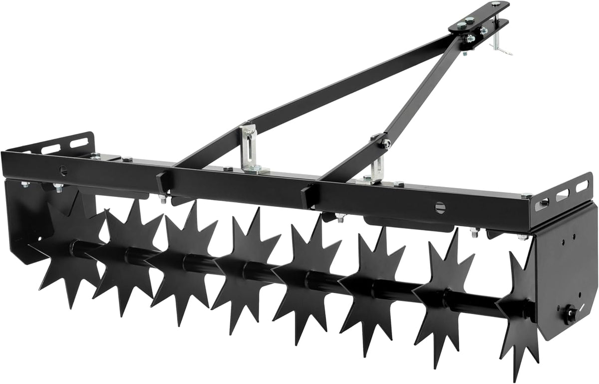 32" Tow Behind Spike Aerator Tool W/ 8 Spikes, Hitch Pin Attach to Lawn Tractor, Most ZTRs, ATVs