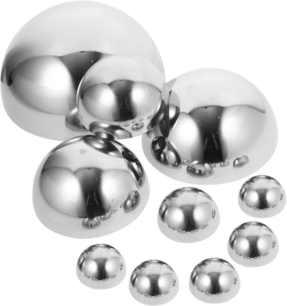 GANAZONO Gazing Balls Stainless Steel Garden Mirror Globes 10pcs Hollow Ball Reflective Shiny Half