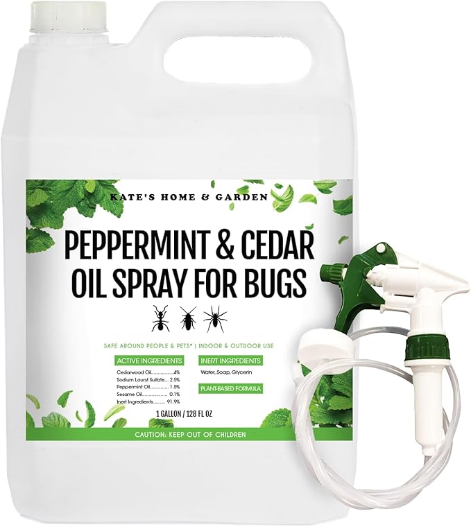 Kate's Home & Garden Peppermint Oil Spray for Bugs, Ants, Insects, Spiders, Stink Bug. Pesticide