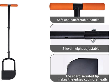 Height Adjustable Garden Edger Tool, Hand Steel Edger, Half Moon Lawn Edger, Saw-Tooth with Very