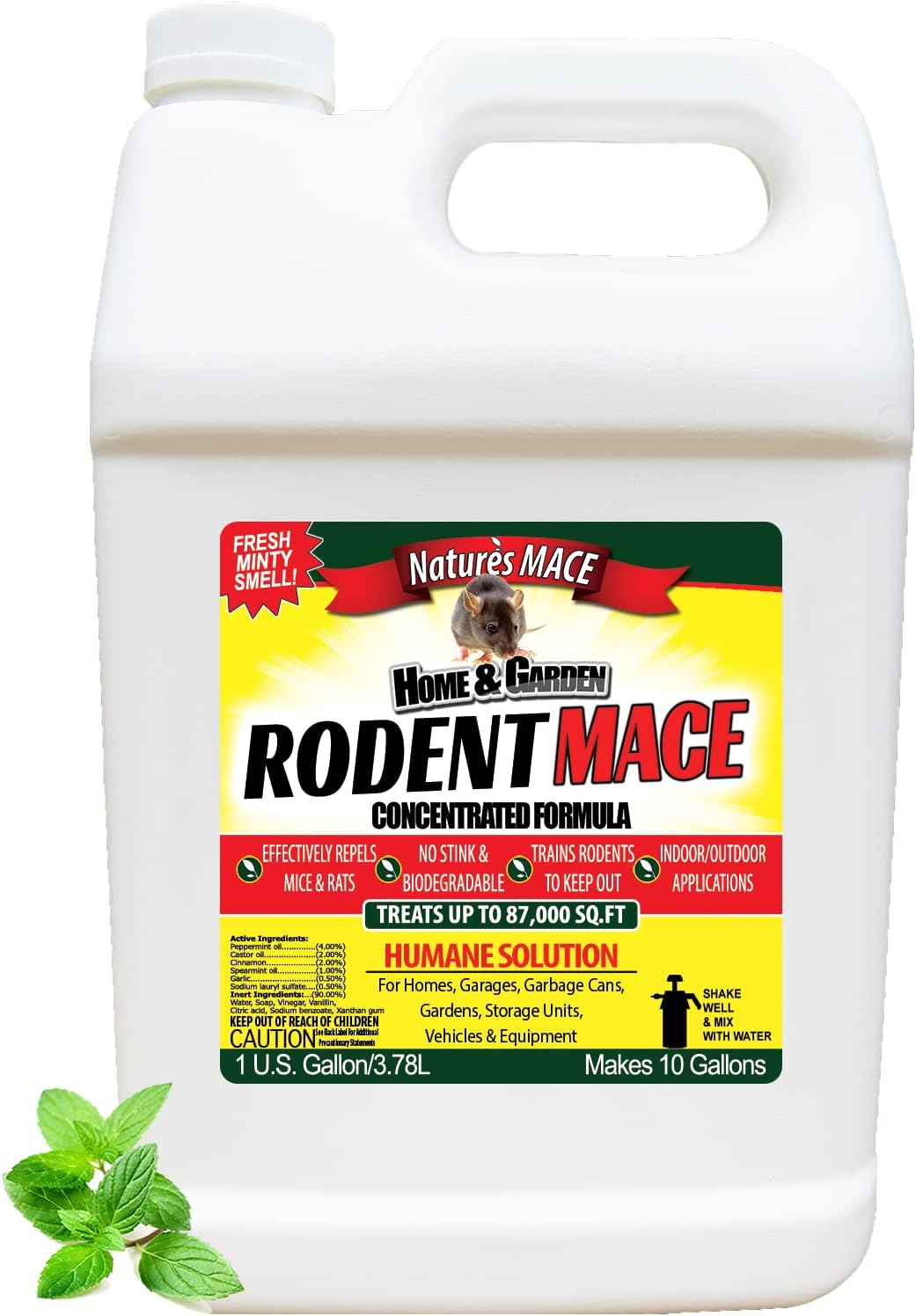 Nature’s MACE Rodent Repellent 1 Gal Concentrate Covers 87,000 Sq Ft, Rodent Repellent Outdoor