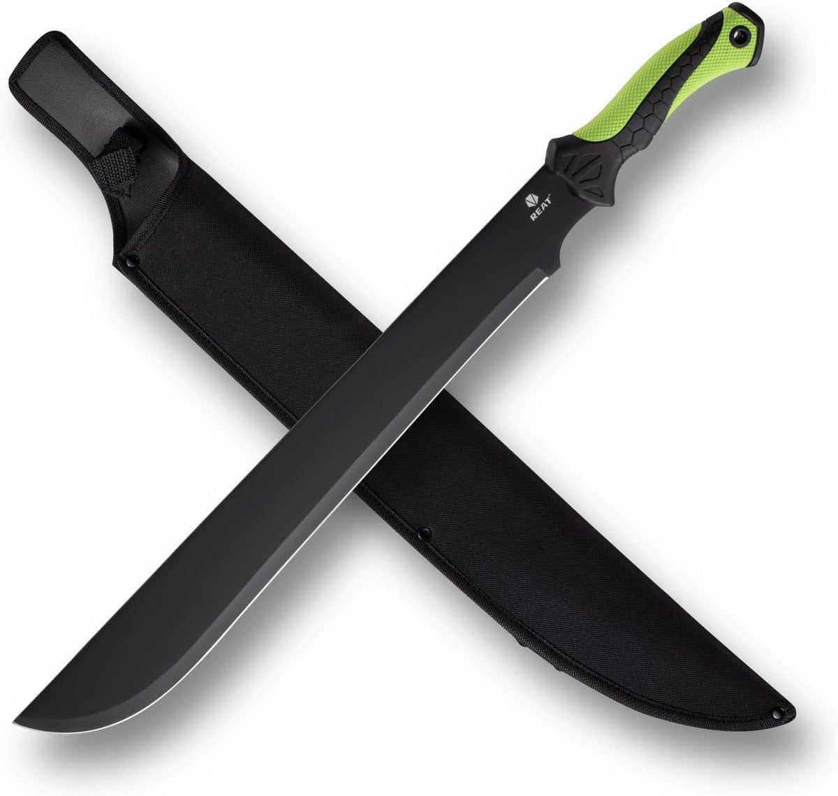REAT Gardening Heavy Duty Machete,24" Full Tang Machete with Shaeth,Ergonomic No-Slip