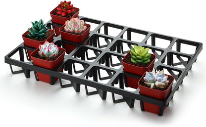 Square Nursery Pot Tray with 24 Cells, 5 Pack Plant Trays for Pots, Flower Pot Moving Tray, Plastic