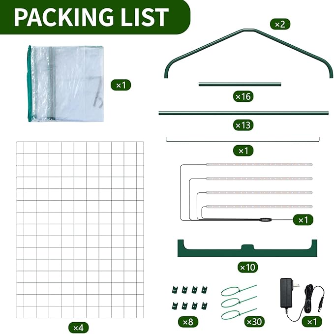 Indoor Greenhouse with Grow Light, 4-Tier 27.6"x19"x63" Mini Greenhouse with Roll-Up Zippered PVC