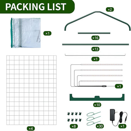 Indoor Greenhouse with Grow Light, 4-Tier 27.6"x19"x63" Mini Greenhouse with Roll-Up Zippered PVC